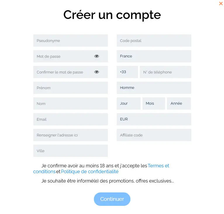 Processus d'inscription NINBET CASINO