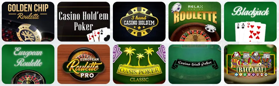 Jeux de table au NinBet Casino